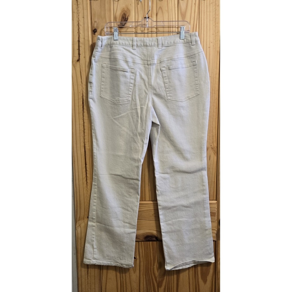 Jeanology Collection Beige Khaki‎ Straight Leg Pants Womens 14W Stretch E1861
